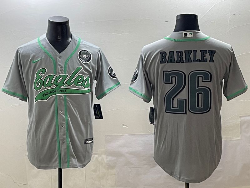 Men Philadelphia Eagles 26 Barkley Grey Jointly Name 2025 Nike Limited NFL Jersey style 4